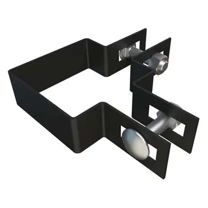 Комплект крепления – хомут угловое для секционных заборов с загнутыми краями ОЦ. 60*60 (пор. окраш. 7024 графит)